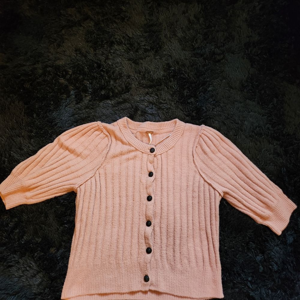 Free People Pink Ribbed Cardigan
